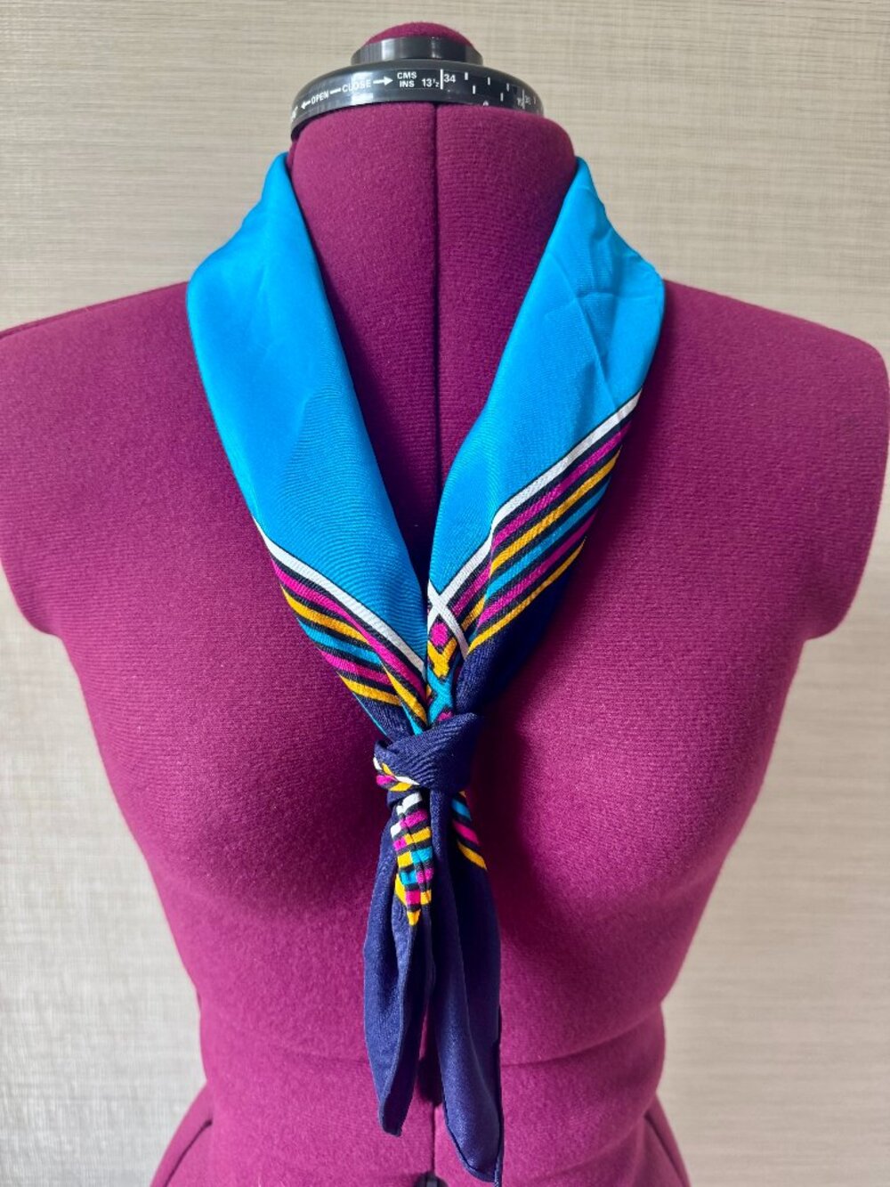 Yves Saint Laurent Vintage Silk Scarf Blue Multicolor Square